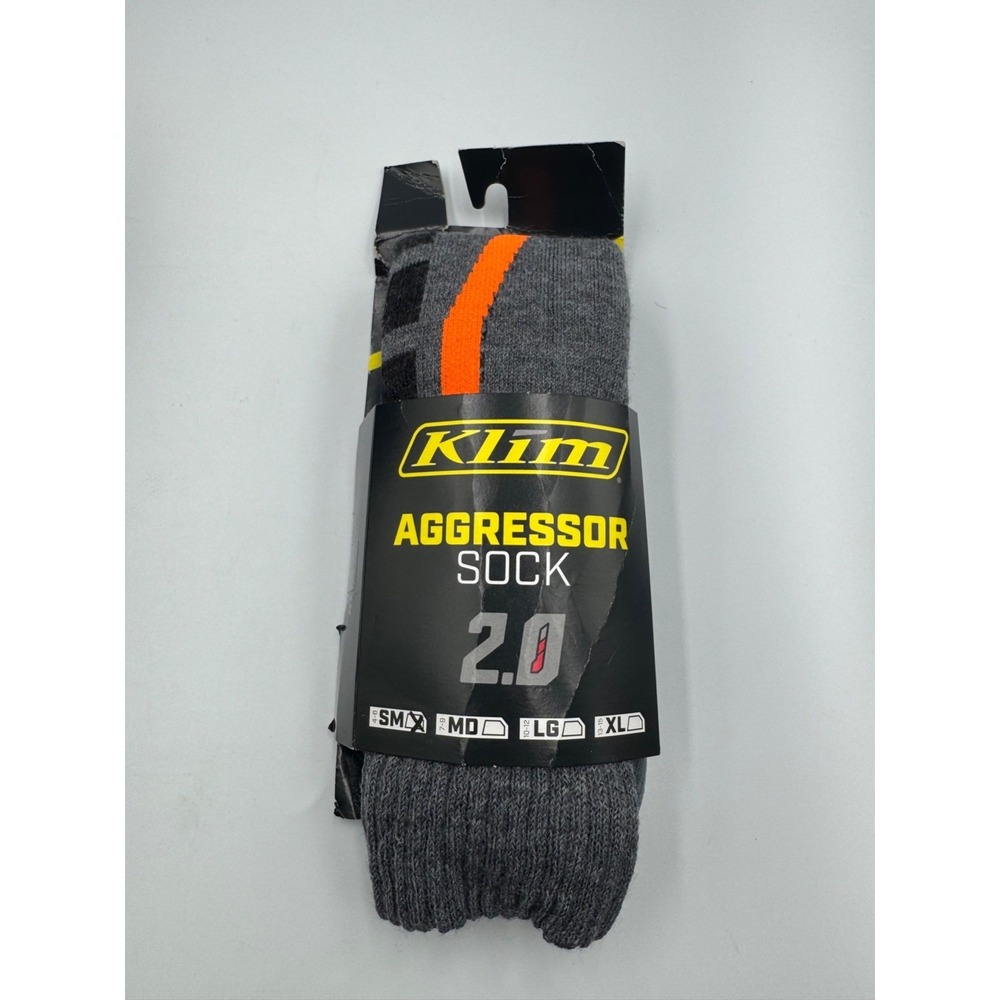 NWT Klim Aggressor‎ 2.0 Vented Socks Men's Small Gray Orange Black Non-Current